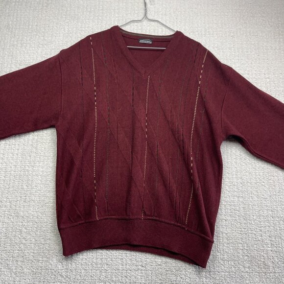 Cooper Wool Blend Pullover Sweater Vtg 90s Red Color Block Made in Canada Men M - Picture 8 of 13